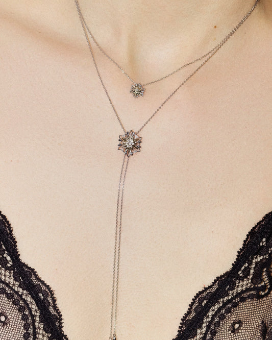 Gold necklace Edelweiss with diamonds (size L)