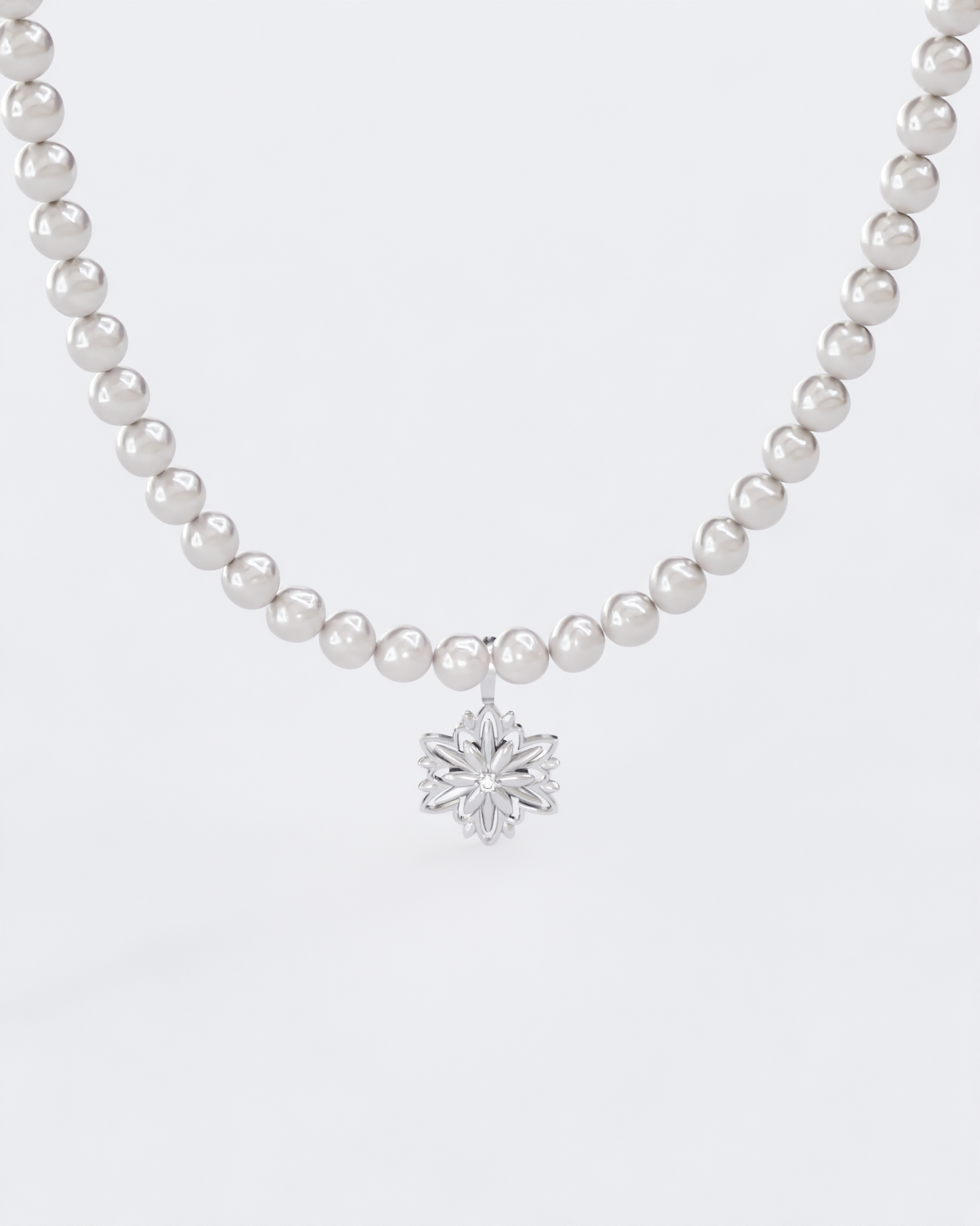 Gold necklace Edelweiss with pearls