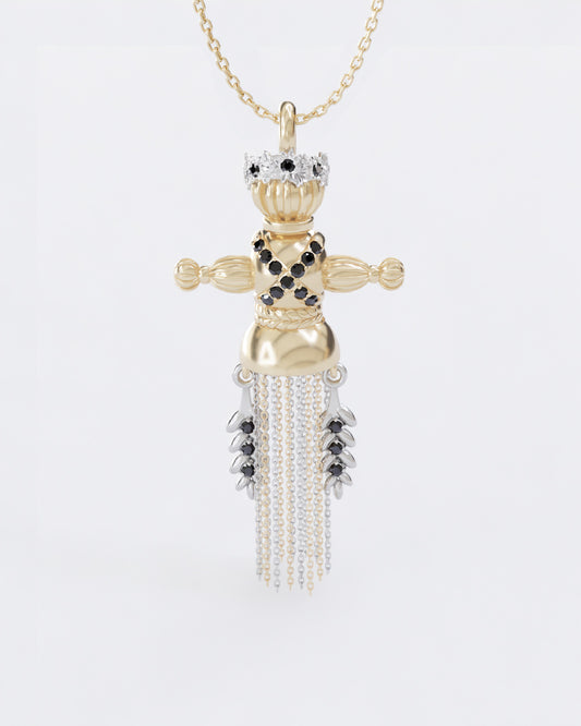 Lucky Charm Doll Wreath pendant with diamonds