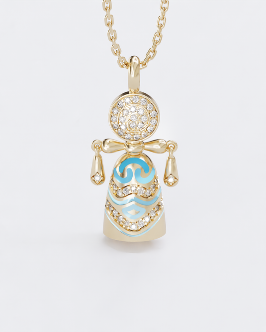 Lucky charm doll pendant Colors of roots