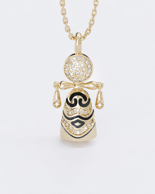 Lucky charm doll pendant Colors of roots