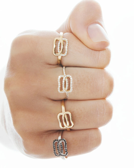 Gold Ring Dukach with diamonds pave