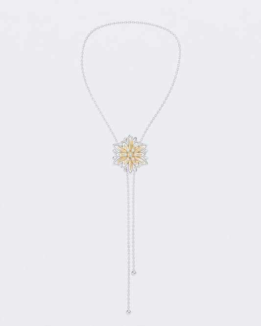 Gold necklace Edelweiss with diamonds (size L)