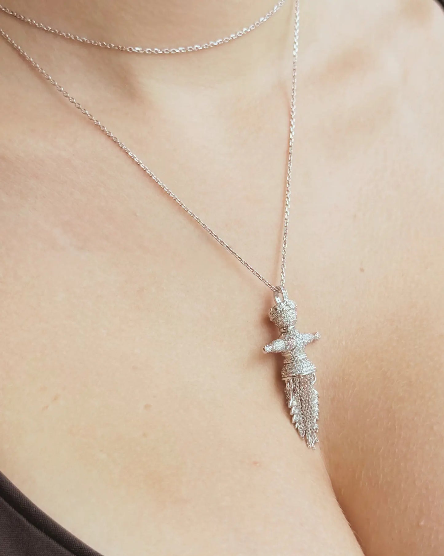 Exclusive Lucky Charm Doll Wreath pendant with diamonds