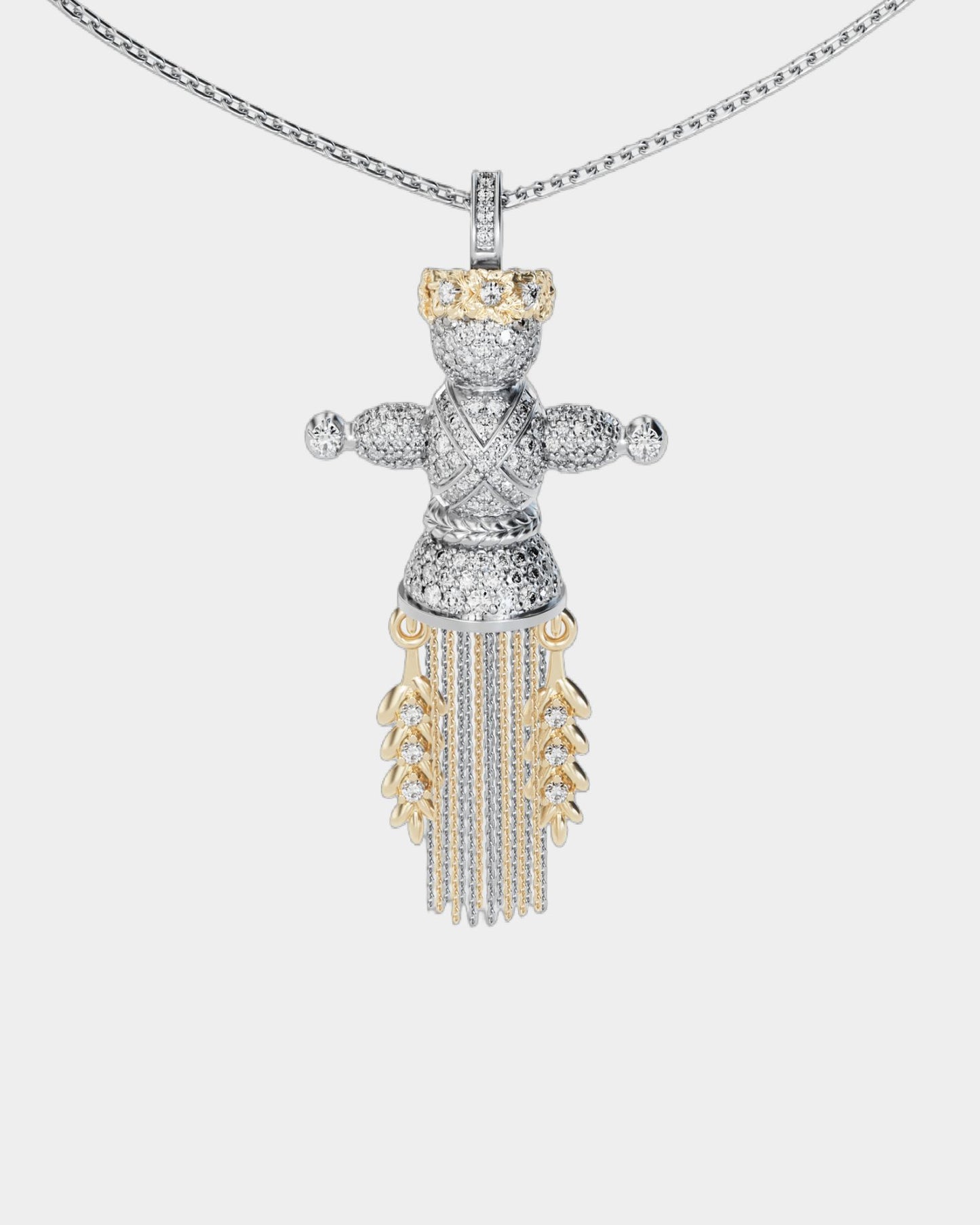 Exclusive Lucky Charm Doll Wreath pendant with diamonds
