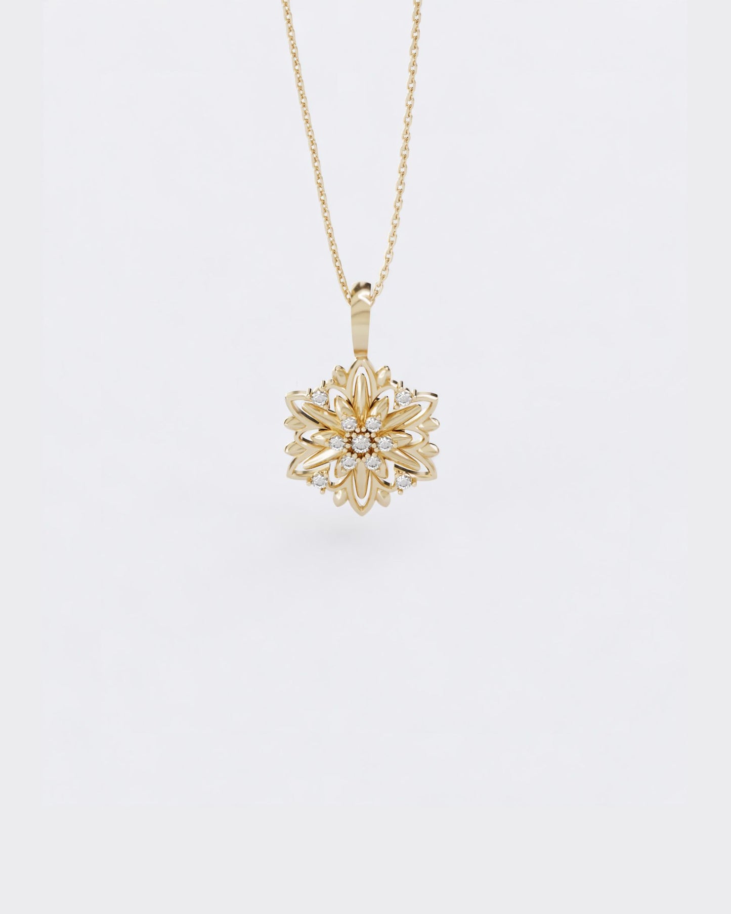 Gold Pendant Edelweiss mini with diamonds (SIZE M)