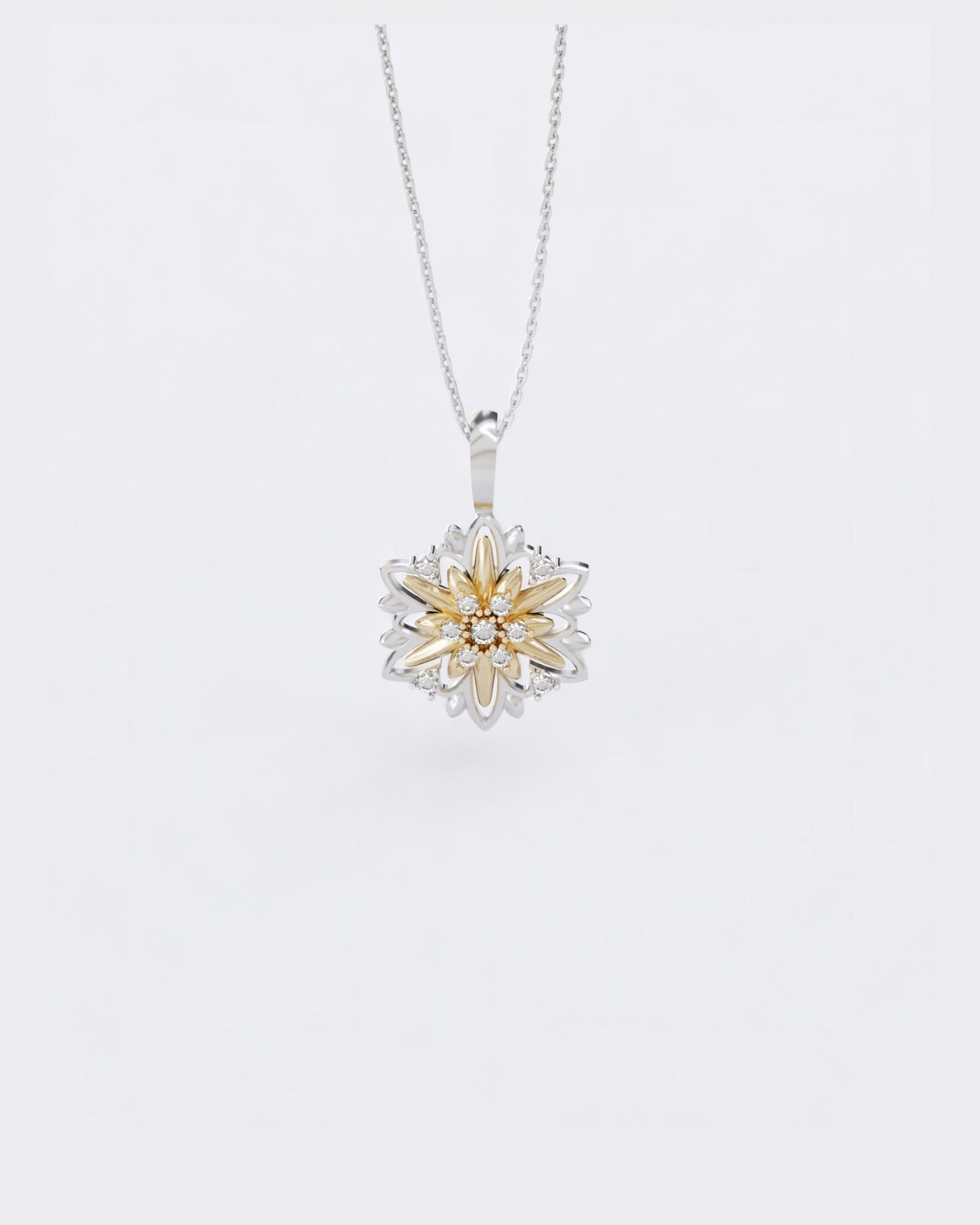 Gold Pendant Edelweiss with diamonds (SIZE M)