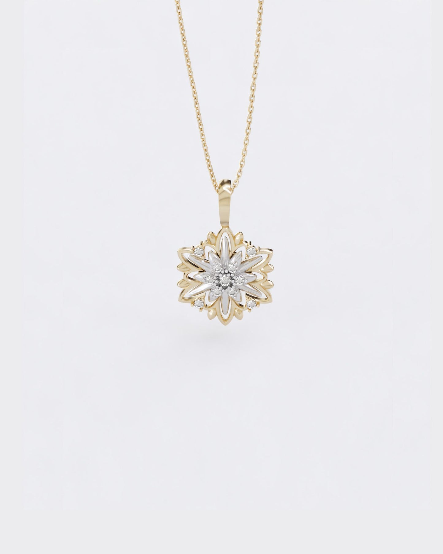 Gold Pendant Edelweiss with diamonds (SIZE M)