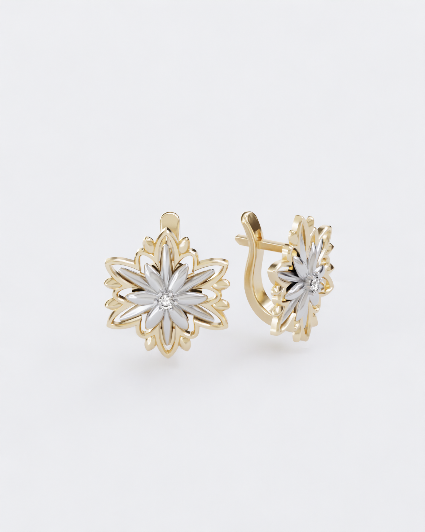 Gold Earrings Edelweiss (Size L)
