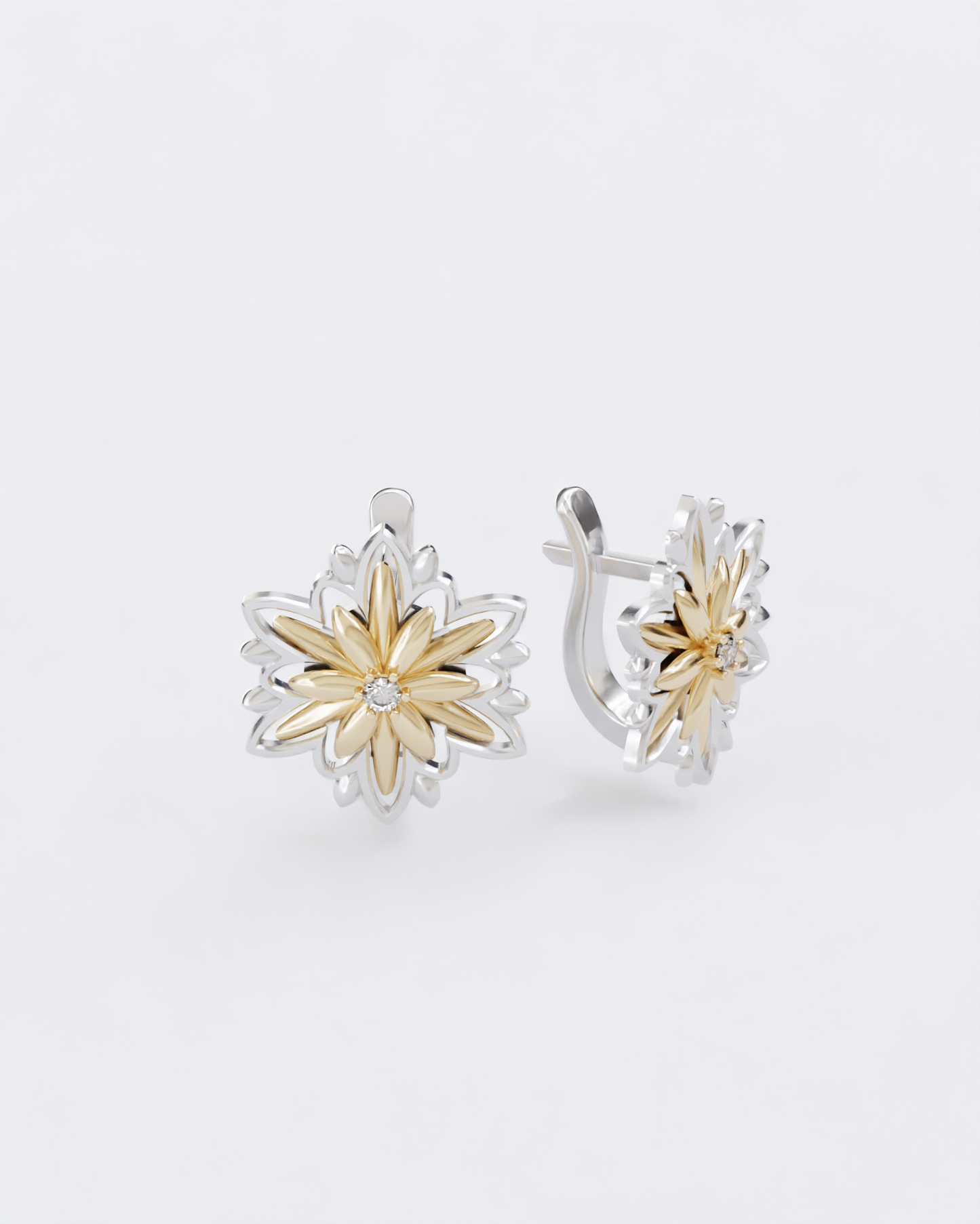 Gold Earrings Edelweiss (Size L)