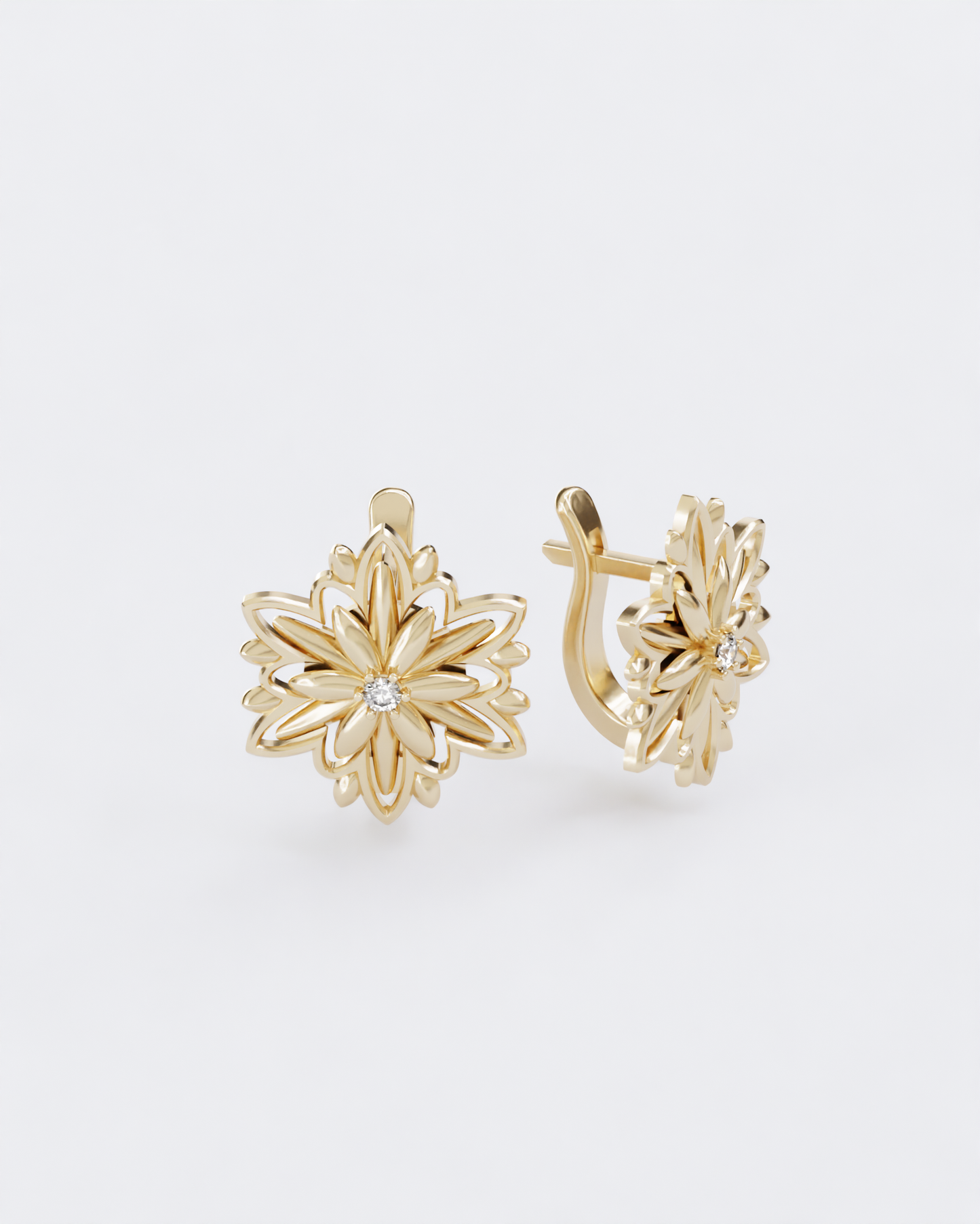 Gold Earrings Edelweiss (Size L)