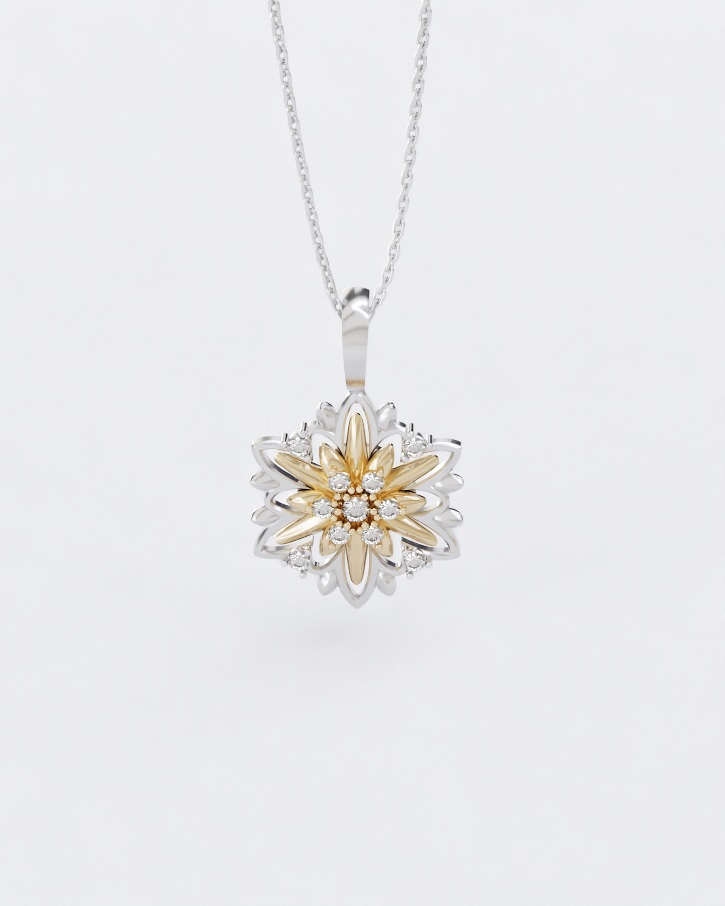 Gold Pendant Edelweiss with diamonds (SIZE L)