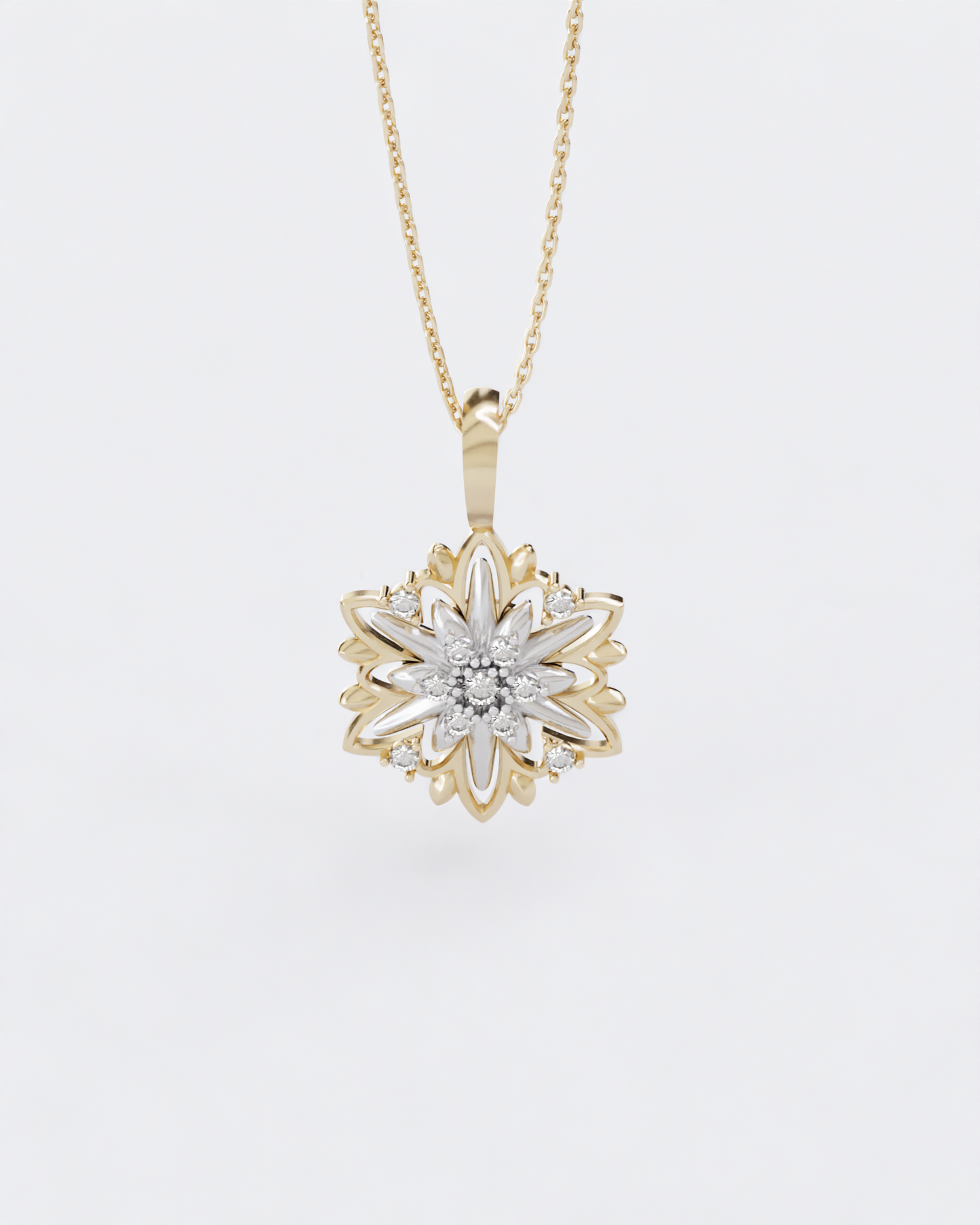 Gold Pendant Edelweiss with diamonds (SIZE L)
