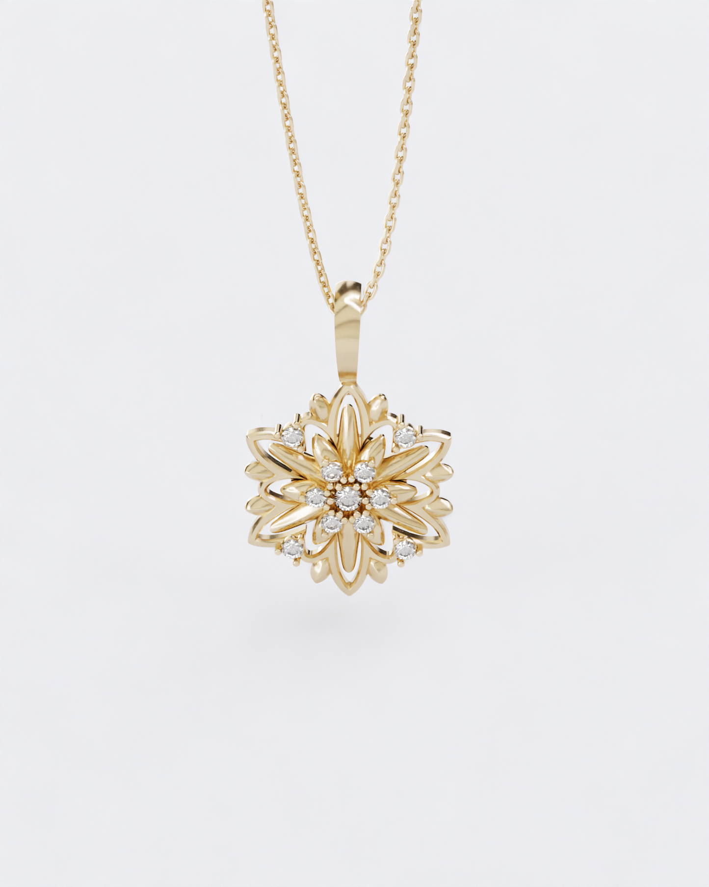 Gold Pendant Edelweiss with diamonds (SIZE L)