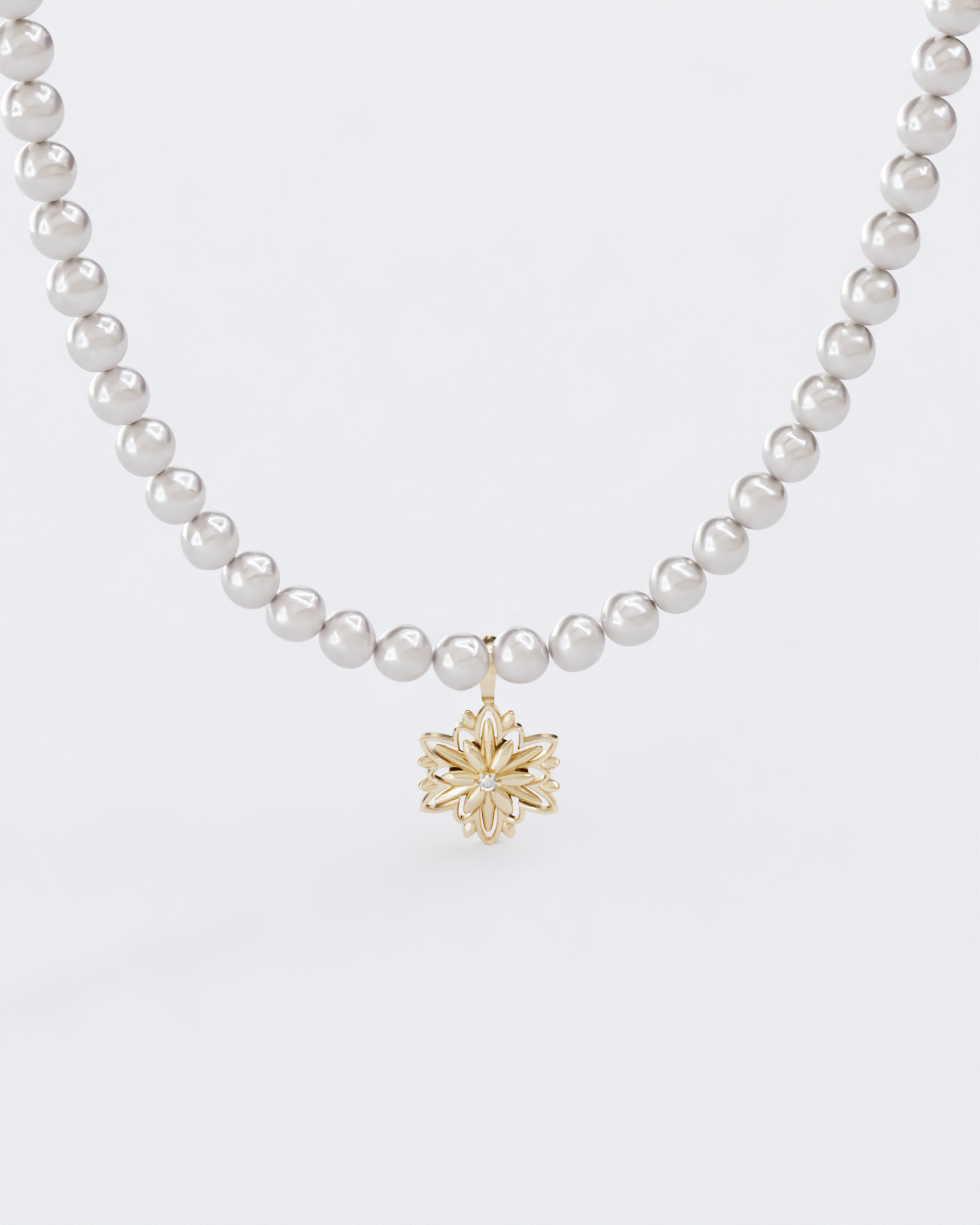 Long necklace Edelweiss with pearls