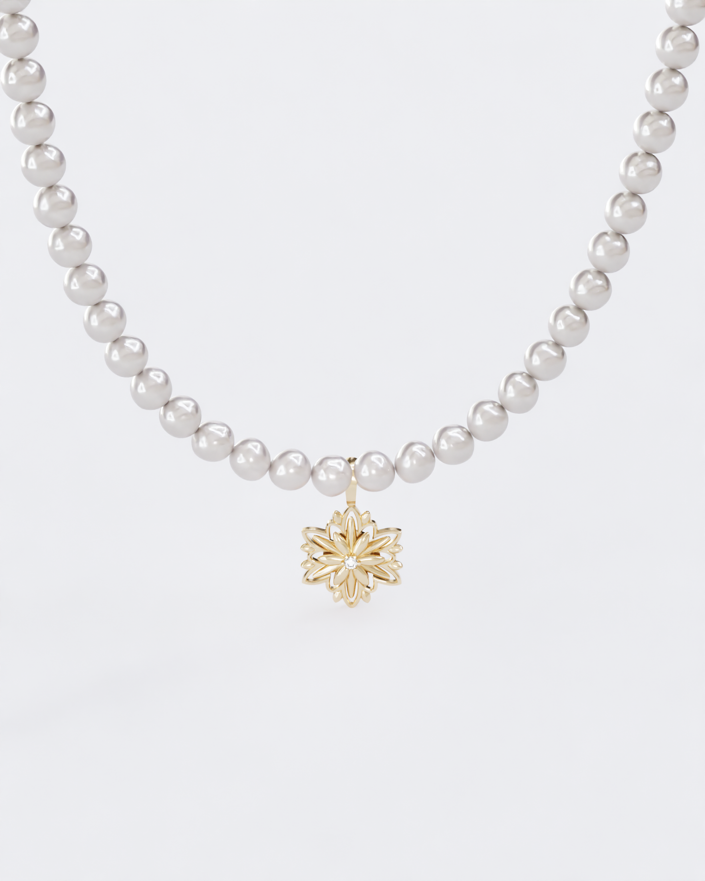 Gold necklace Edelweiss with pearls