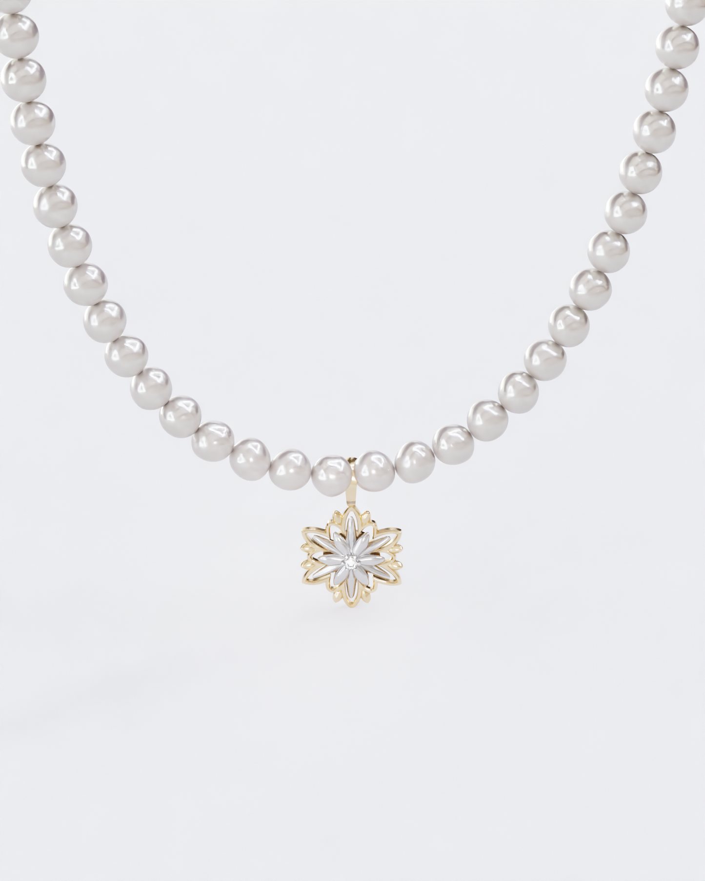 Gold necklace Edelweiss with pearls
