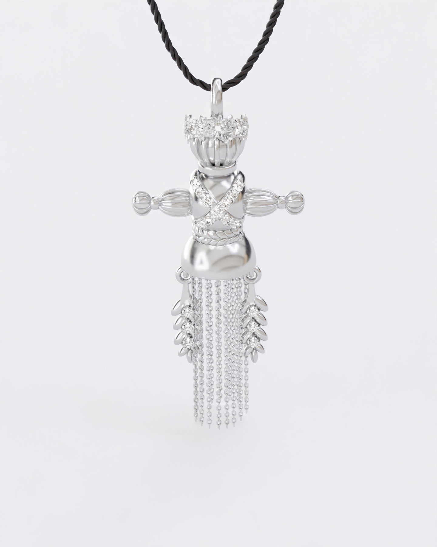 Lucky Charm Doll Wreath pendant with diamonds