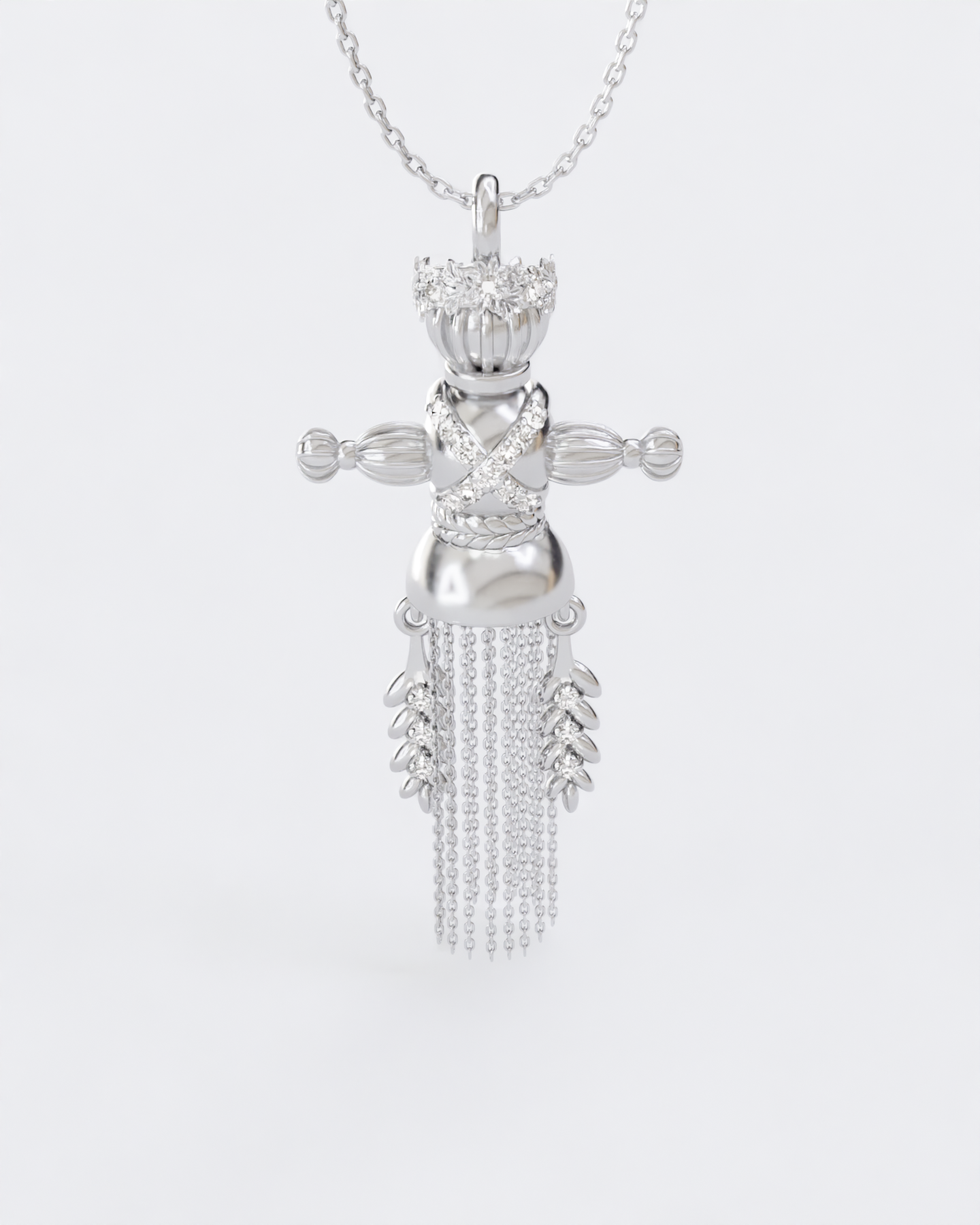 Lucky Charm Doll Wreath pendant with diamonds