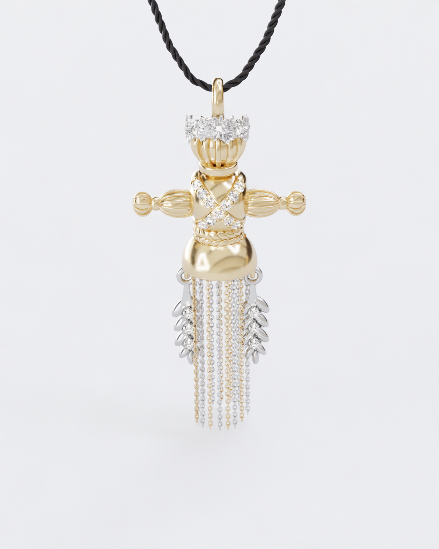 Lucky Charm Doll Wreath pendant with diamonds
