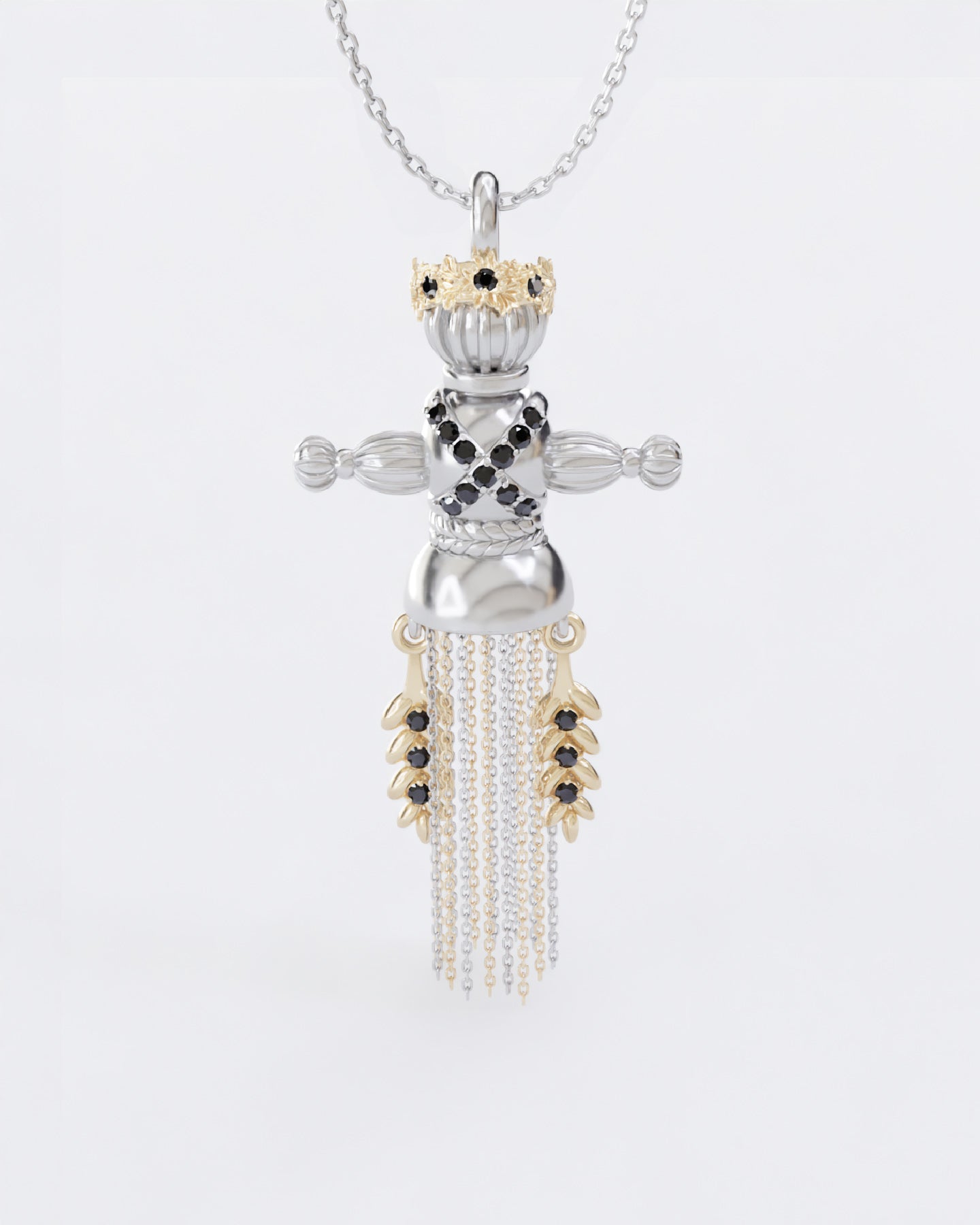 Lucky Charm Doll Wreath pendant with diamonds