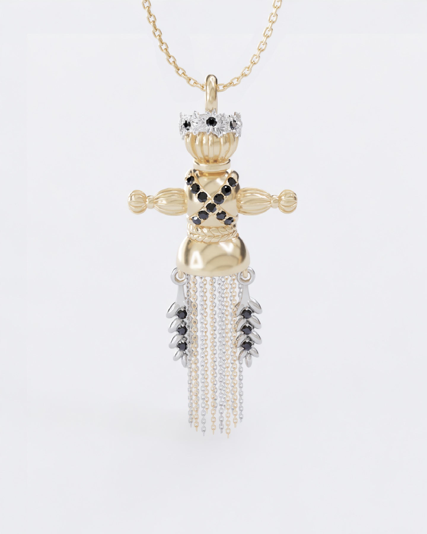 Lucky Charm Doll Wreath pendant with diamonds