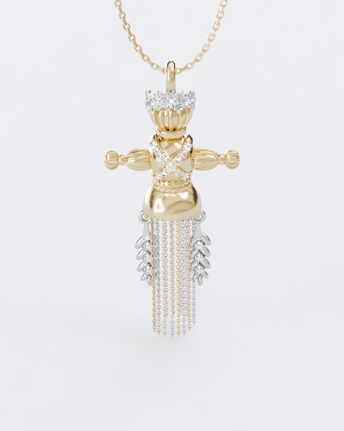 Lucky Charm Doll Wreath pendant with diamonds