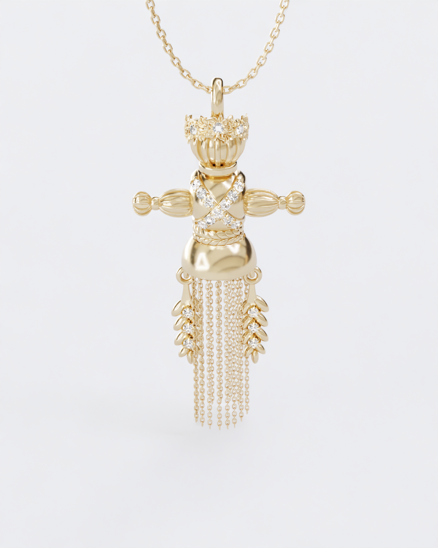 Lucky Charm Doll Wreath pendant with diamonds