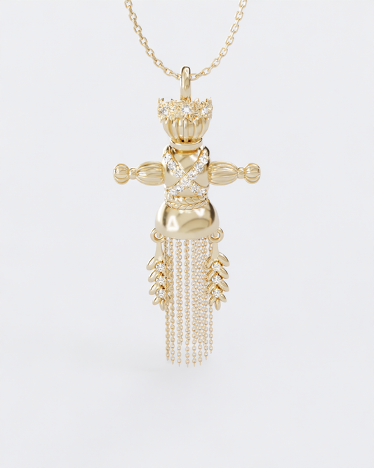 Lucky Charm Doll Wreath pendant with diamonds