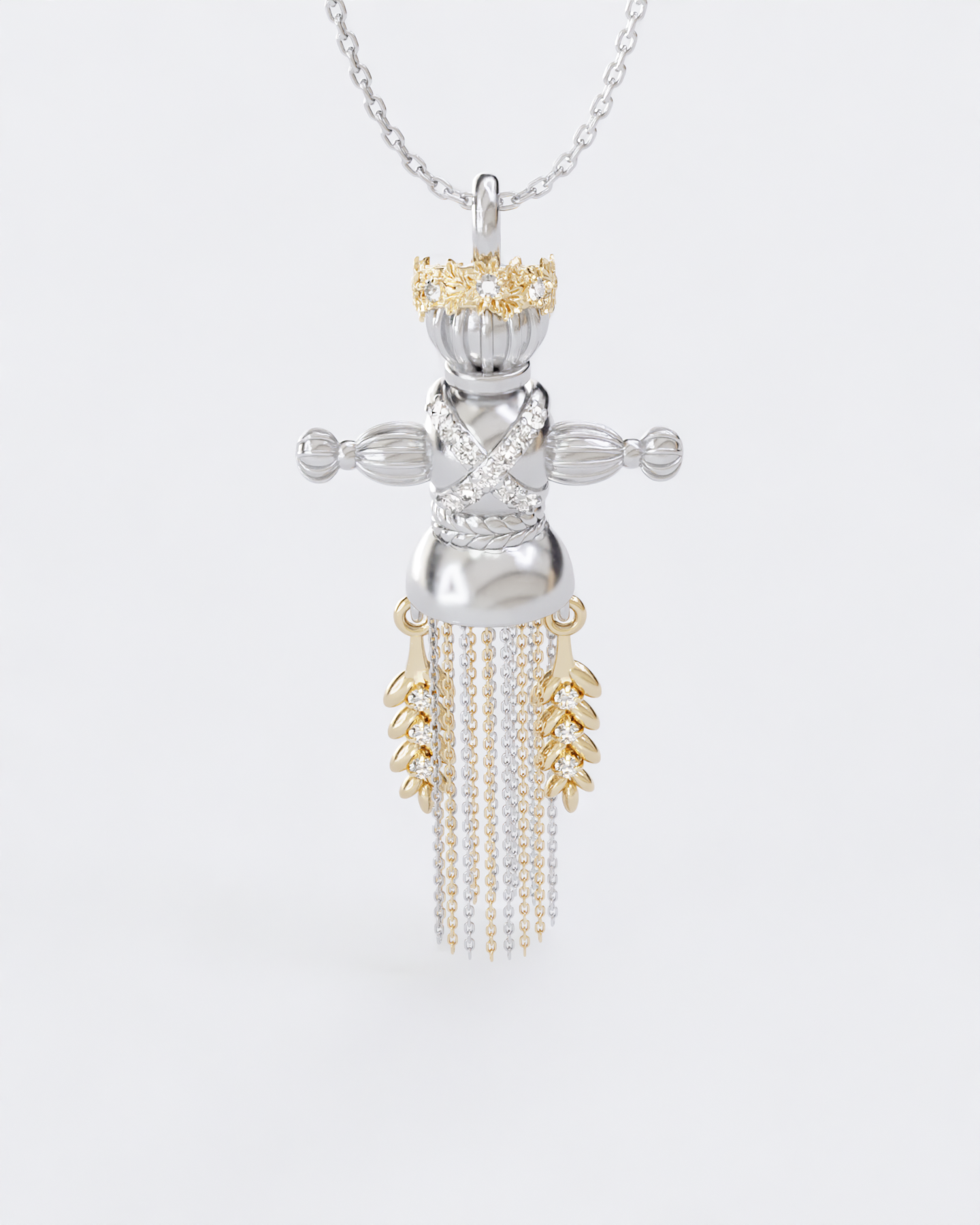 Lucky Charm Doll Wreath pendant with diamonds
