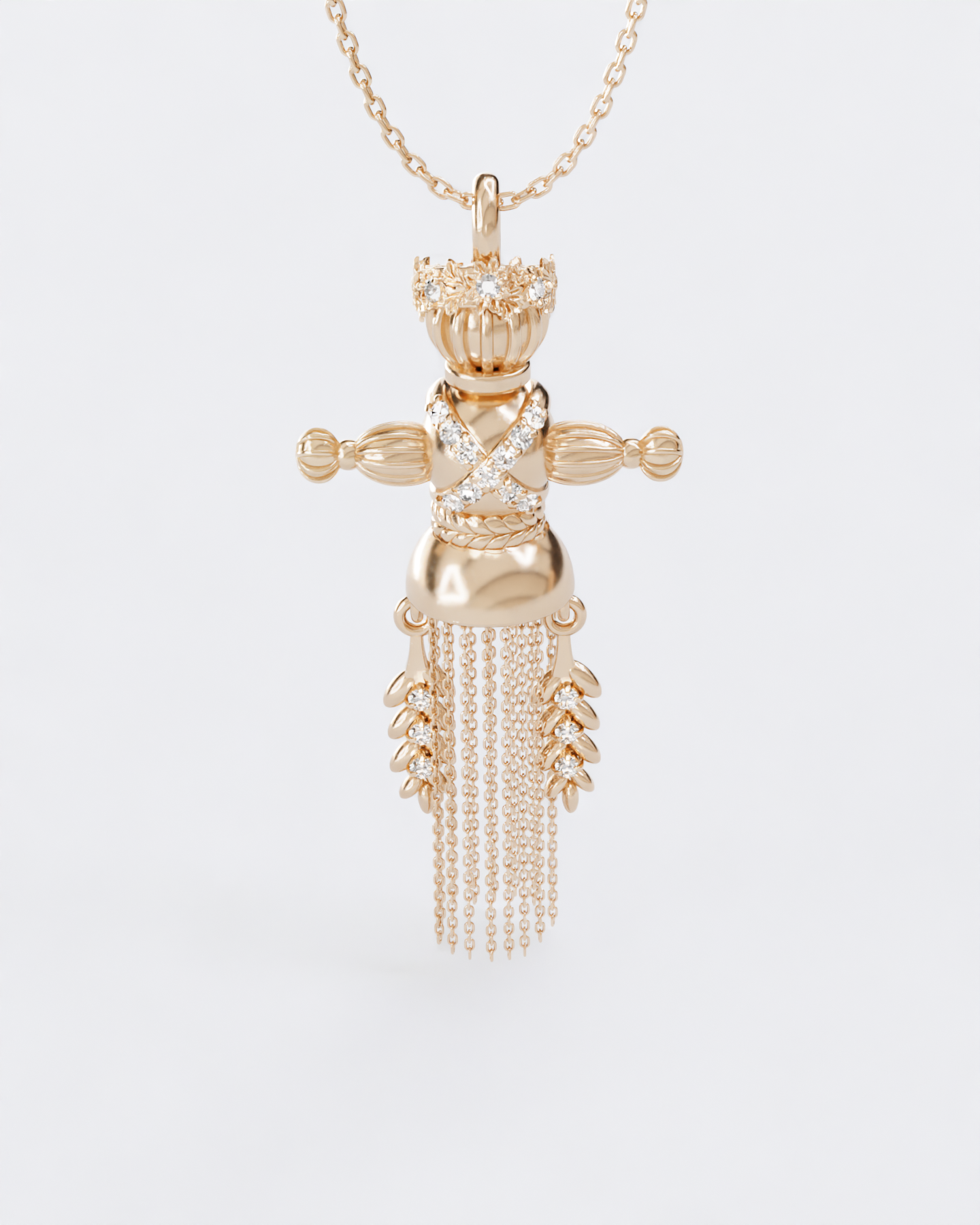 Lucky Charm Doll Wreath pendant with diamonds