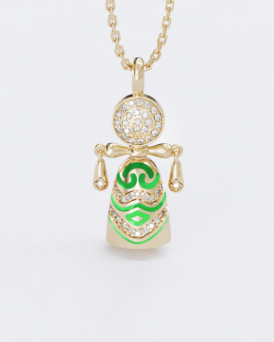 Lucky charm doll pendant Colors of roots