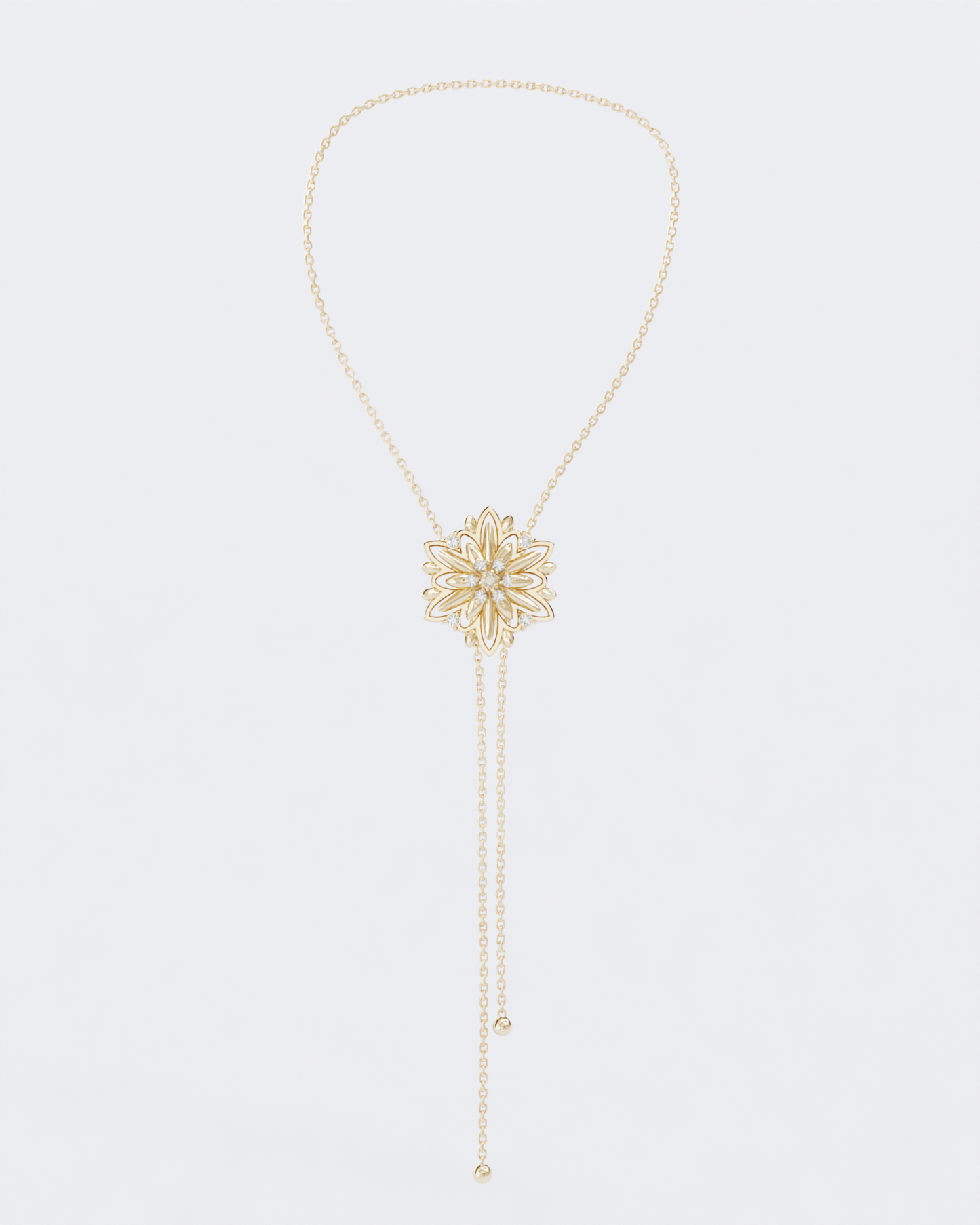 Gold necklace Edelweiss with diamonds (size L)