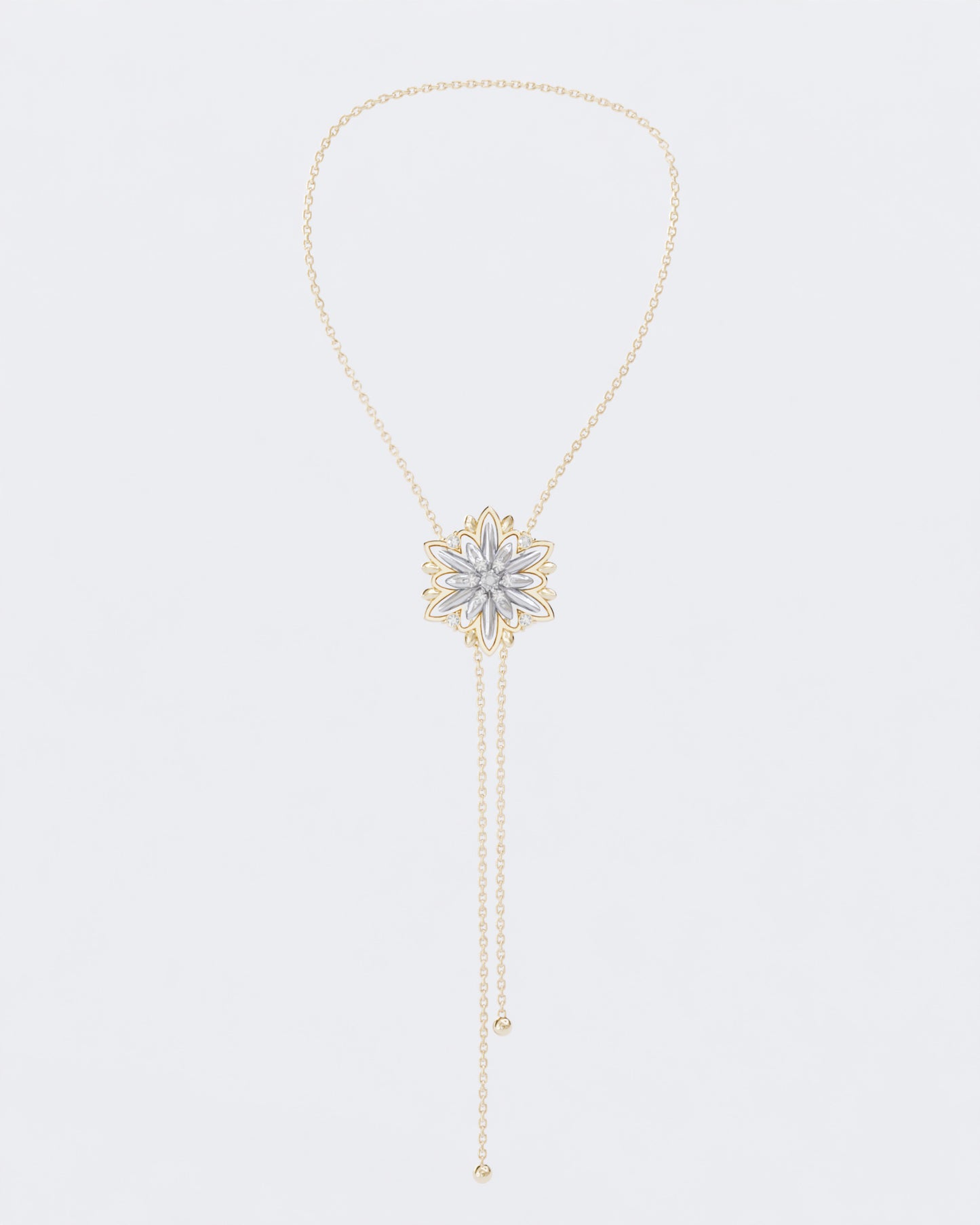Gold necklace Edelweiss with diamonds (size L)