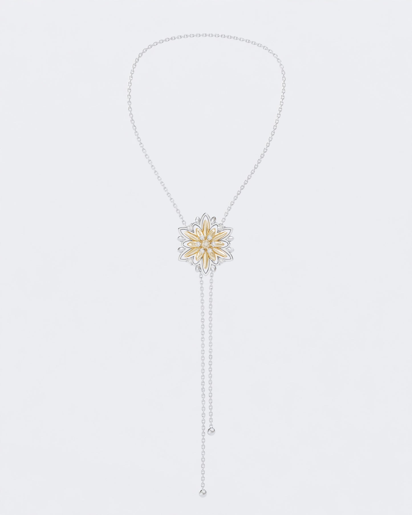 Gold necklace Edelweiss with diamonds (size L)