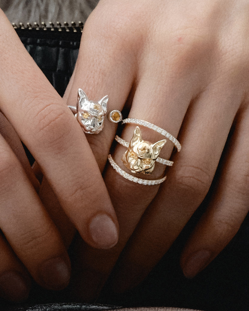 Gold ring Lynx Toi et moi mini