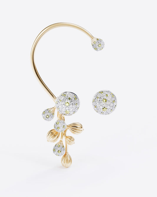 Gold cuff and earring Mimosa