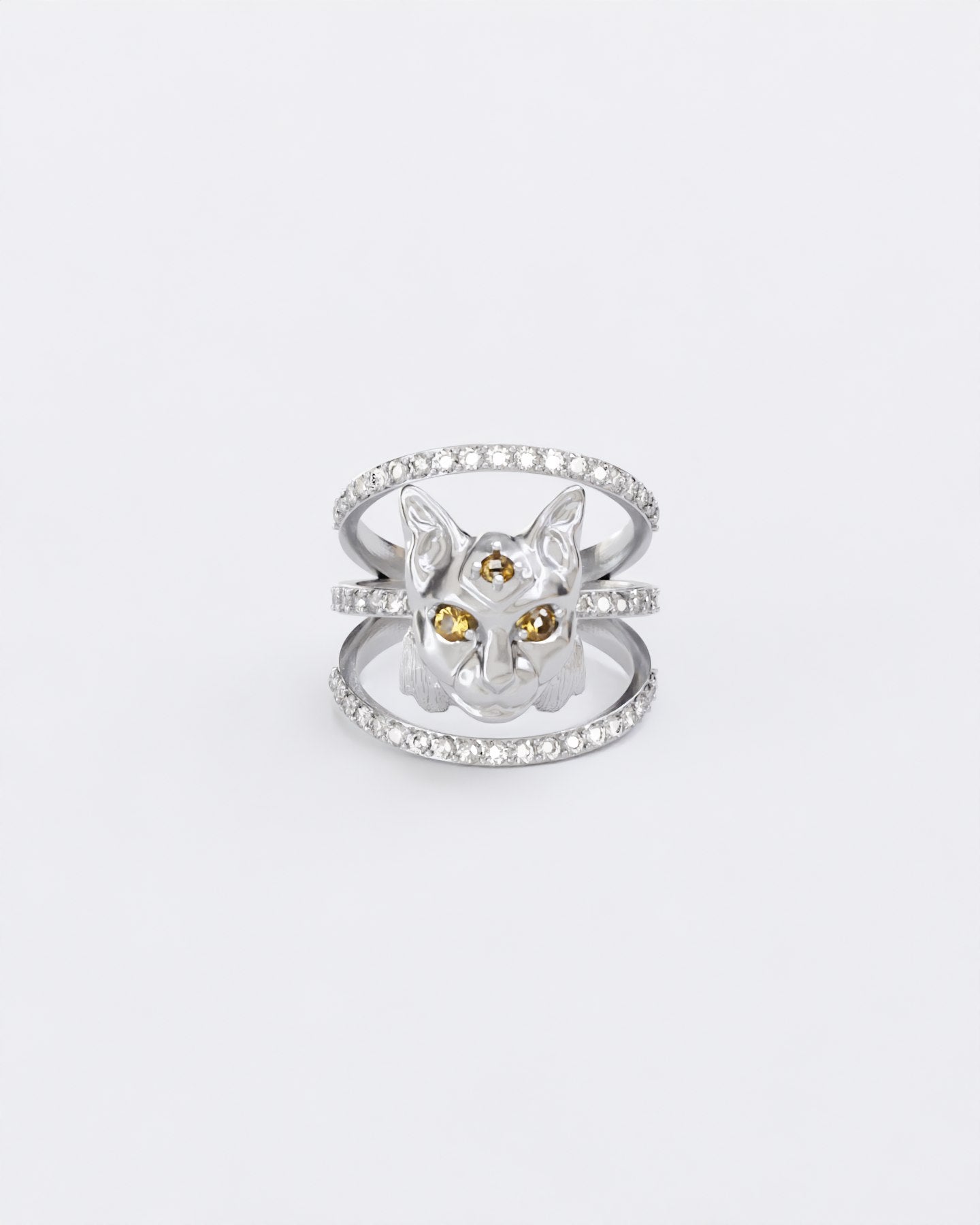 Gold ring Lynx with diamonds