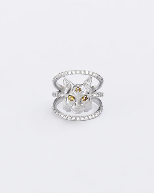 Gold ring Lynx with diamonds