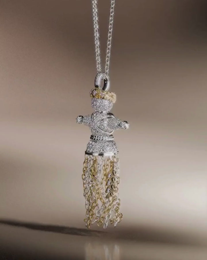 Exclusive Lucky Charm Doll Wreath pendant with diamonds