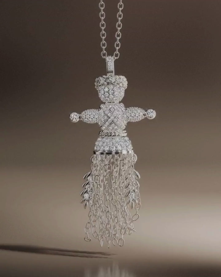 Exclusive Lucky Charm Doll Wreath pendant with diamonds