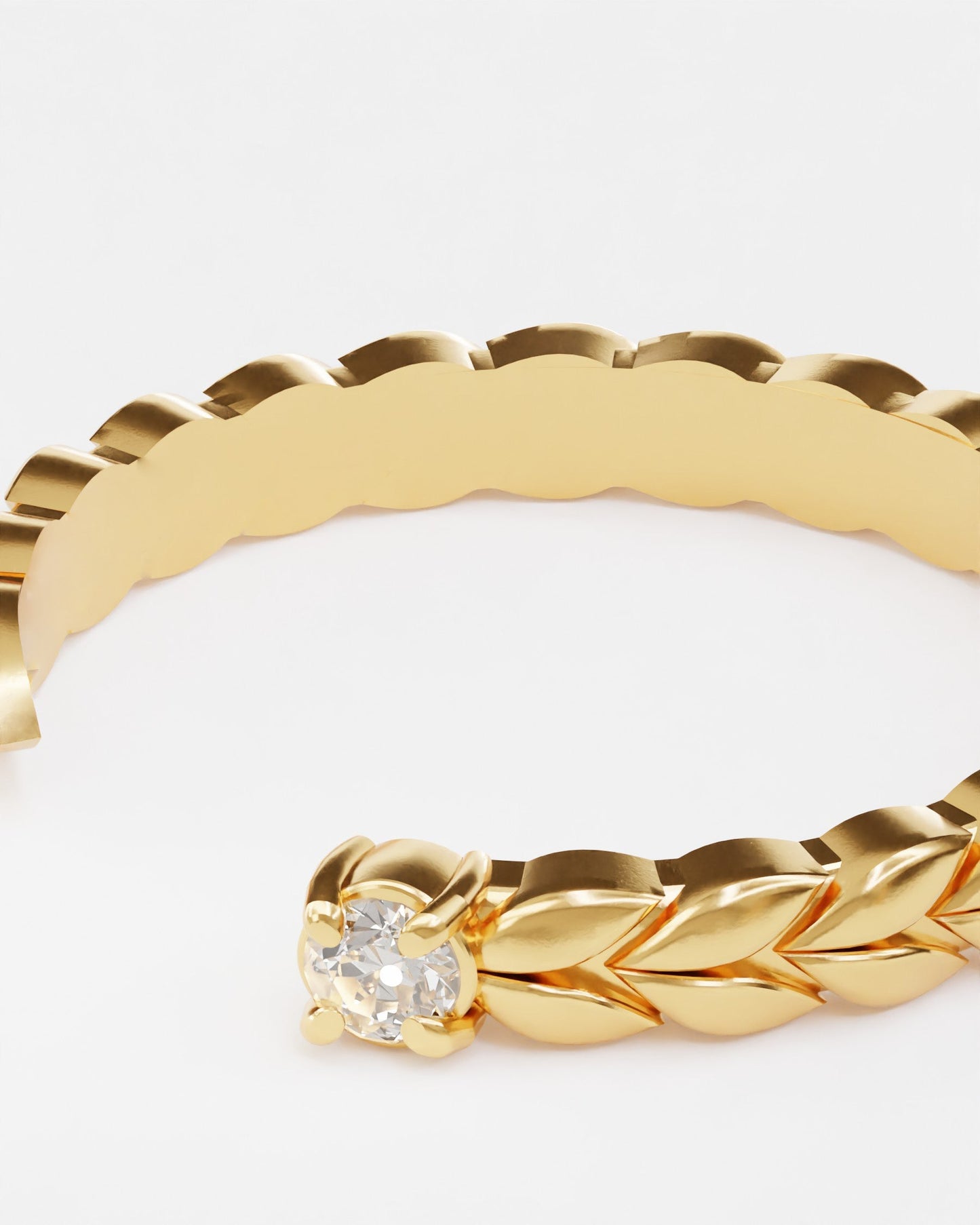 Gold Spikelets mini ring with diamond